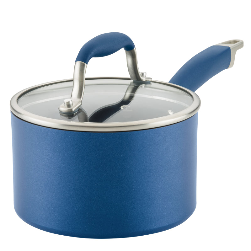 Anolon Advanced Home Hard-Anodized Nonstick Saucepan, 2-Quart, Indigo