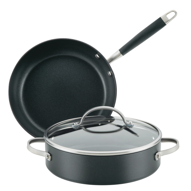 Anolon Advanced Home Hard-Anodized Nonstick 3-Piece Cookware Set, Onyx