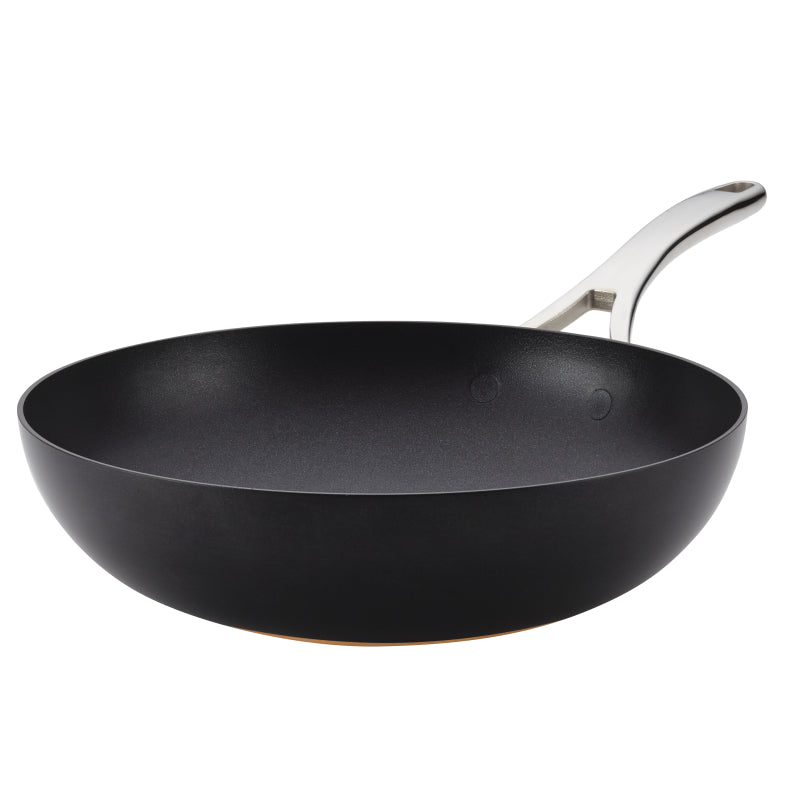 Anolon Nouvelle Copper Luxe Hard-Anodized Nonstick Stir Fry, 12-Inch, Onyx