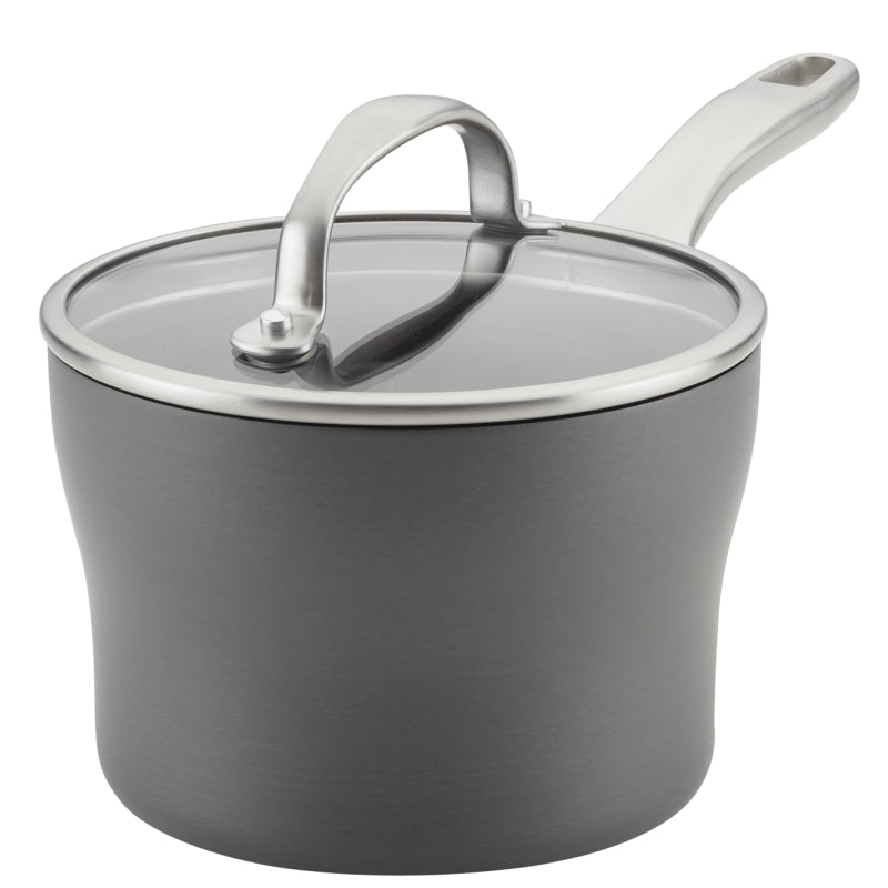 Anolon Allure Hard-Anodized Nonstick Saucepan, 2-Quart, Dark Gray