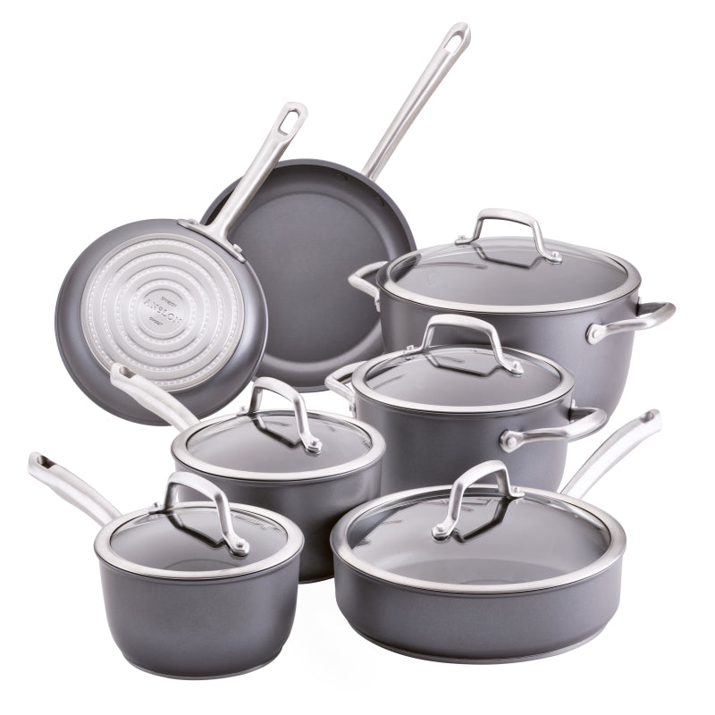 Anolon Accolade Hard-Anodized Nonstick Induction Cookware Pots and Pans Set, 12-Piece, Moonstone