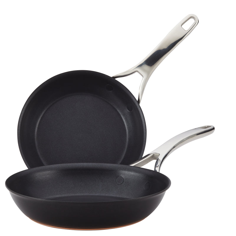 Anolon Nouvelle Copper Luxe Hard-Anodized Nonstick Induction Frying Pan Set, 2-Piece, Onyx