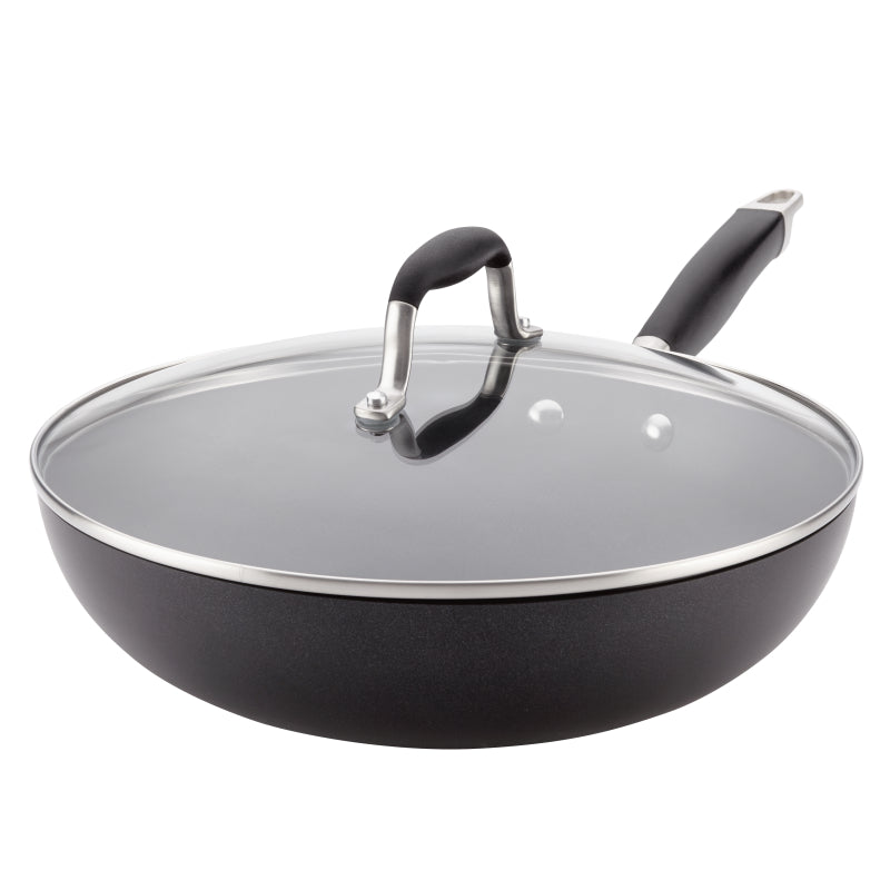 Anolon Advanced Home Hard-Anodized Nonstick Ultimate Pan with Lid, 12-Inch, Onyx
