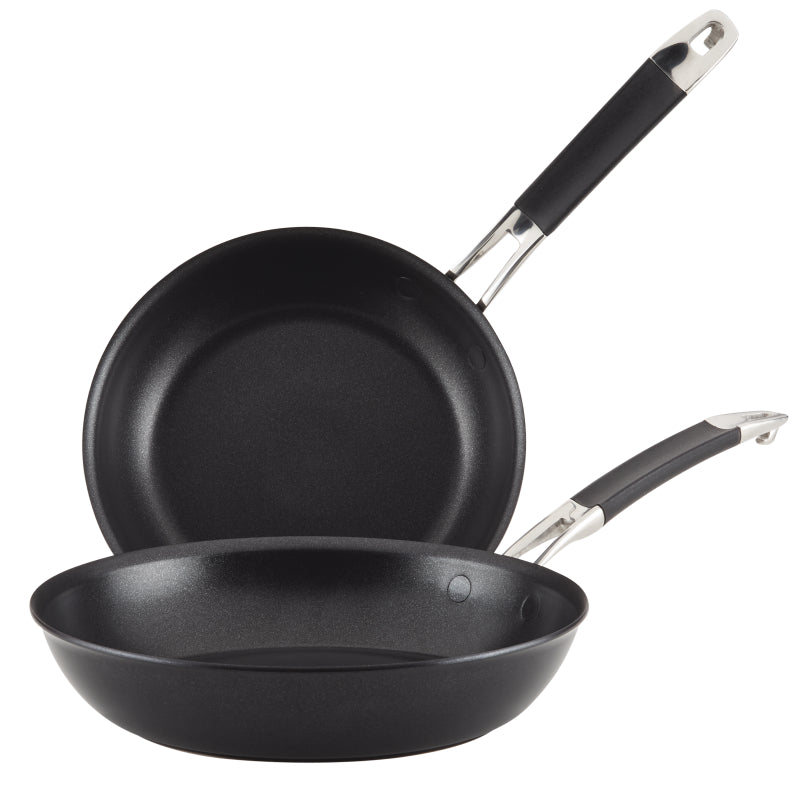 Anolon SmartStack Hard Anodized Nonstick Nesting Frying Pan Set, 2-Piece, Black