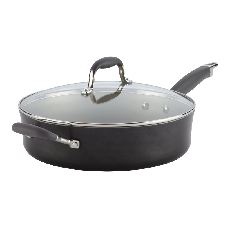 Anolon Advanced Pewter Hard-Anodized Nonstick 5.5-Quart Covered Sauté with Helper Handle, Dark Gray