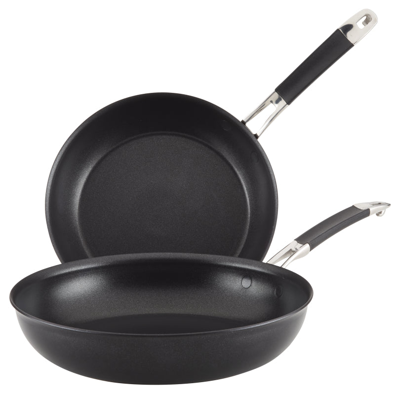 Anolon SmartStack Hard Anodized Nonstick Nesting Frying Pan Set, 2-Piece, Black