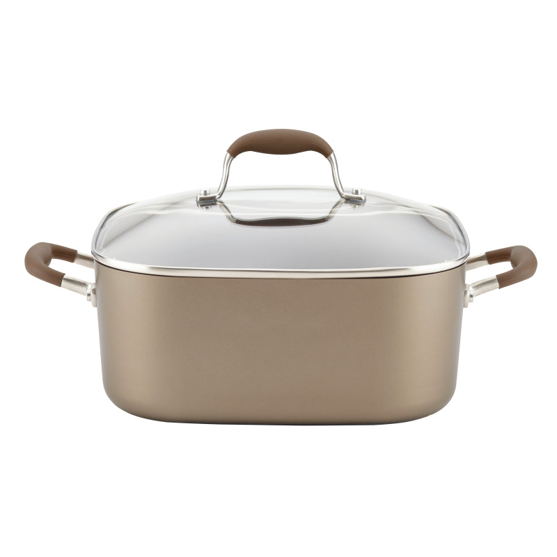 Anolon Advanced Umber Hard-Anodized Nonstick 7-Quart Covered Square Dutch Oven, Light Brown