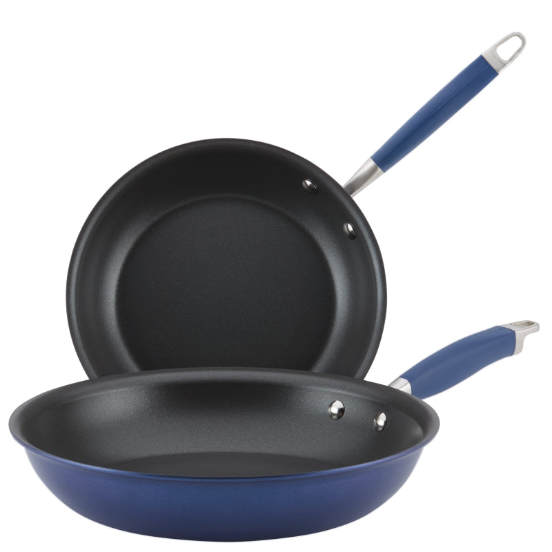 Anolon Advanced Hard Anodized Nonstick Frying Pan Set, 2-Piece, Indigo