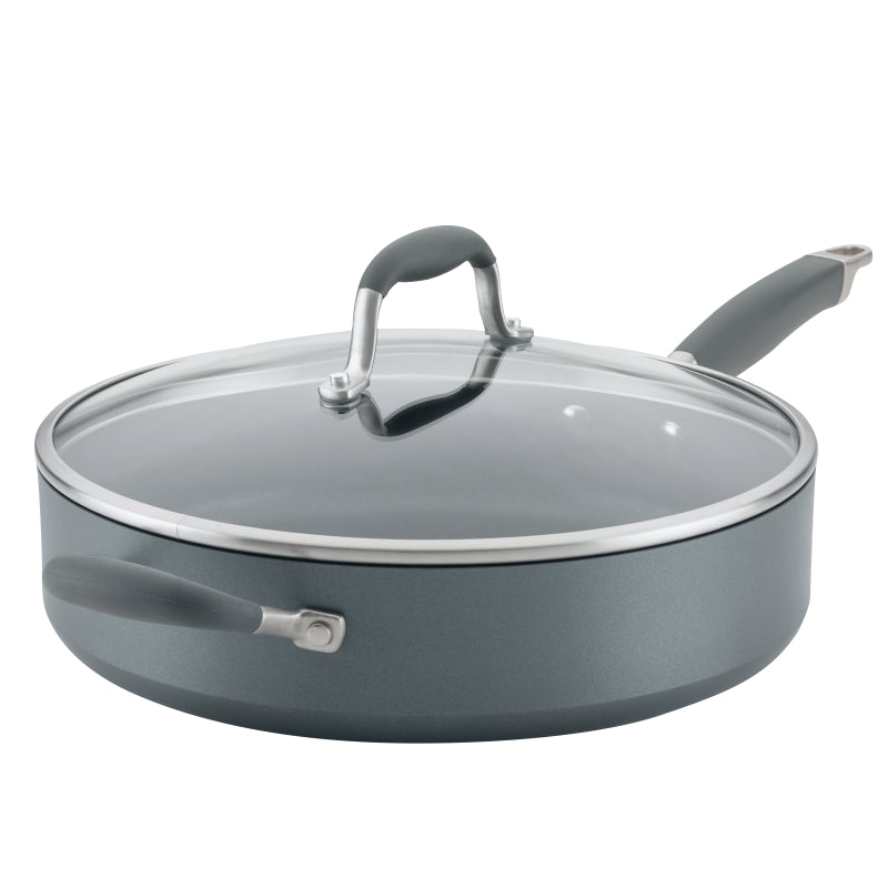 Anolon Advanced Home Hard-Anodized Nonstick Sauté Pan with Helper Handle and Lid, 5-Quart, Moonstone