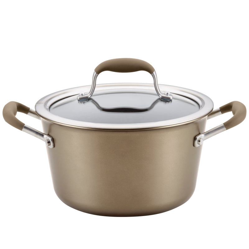 Anolon Advanced Home Hard-Anodized Nonstick Saucepot with Lid, 4.5-Quart, Bronze