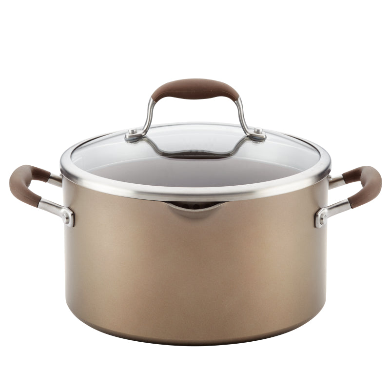 Anolon Advanced Umber 6 Quart Covered Stockpot W/Locking Lid Umber