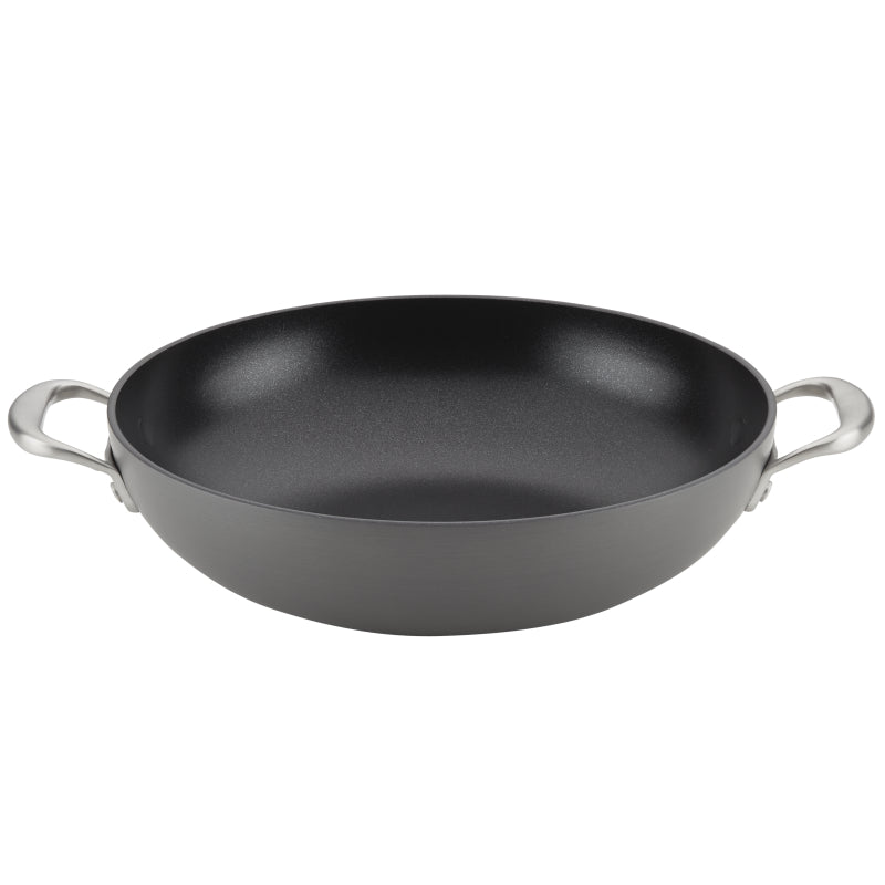 Anolon Allure Hard-Anodized Nonstick Wok with Side Handles, 12-Inch, Dark Gray
