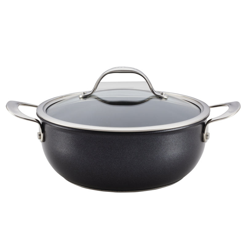 Anolon X Hybrid Nonstick Aluminum Nonstick Casserole Pan With Lid, 4-Quart, Charcoal Gray