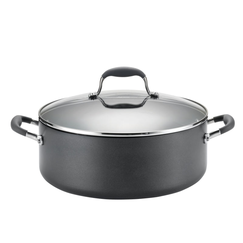 Anolon Advanced Hard Anodized Nonstick Wide Stockpot with Lid, 7.5-Quart, Gray