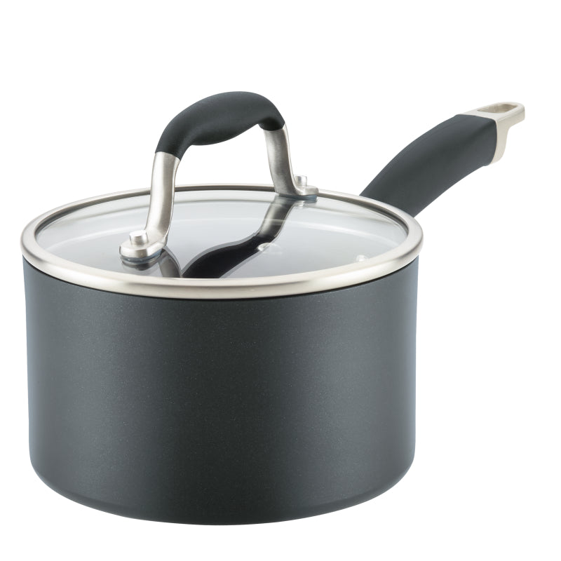 Anolon Advanced Home Hard-Anodized Nonstick Saucepan with Lid, 2-Quart, Onyx