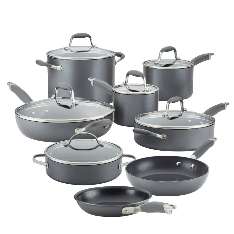 Anolon Advanced Home Hard-Anodized Nonstick Cookware Set, 14-Piece, Moonstone
