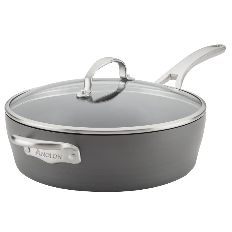 Anolon Allure Hard-Anodized Nonstick Sauté with Helper Handle, 5-Quart, Dark Gray