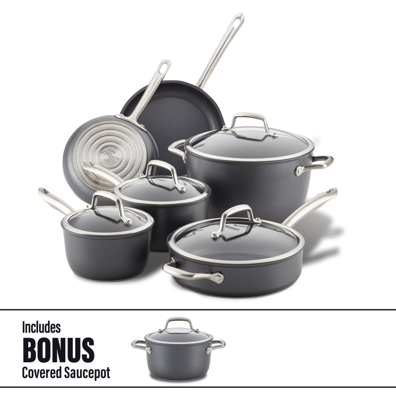 Anolon Accolade Hard-Anodized Nonstick Induction Cookware Pots and Pans Set, 11-Piece, Moonstone