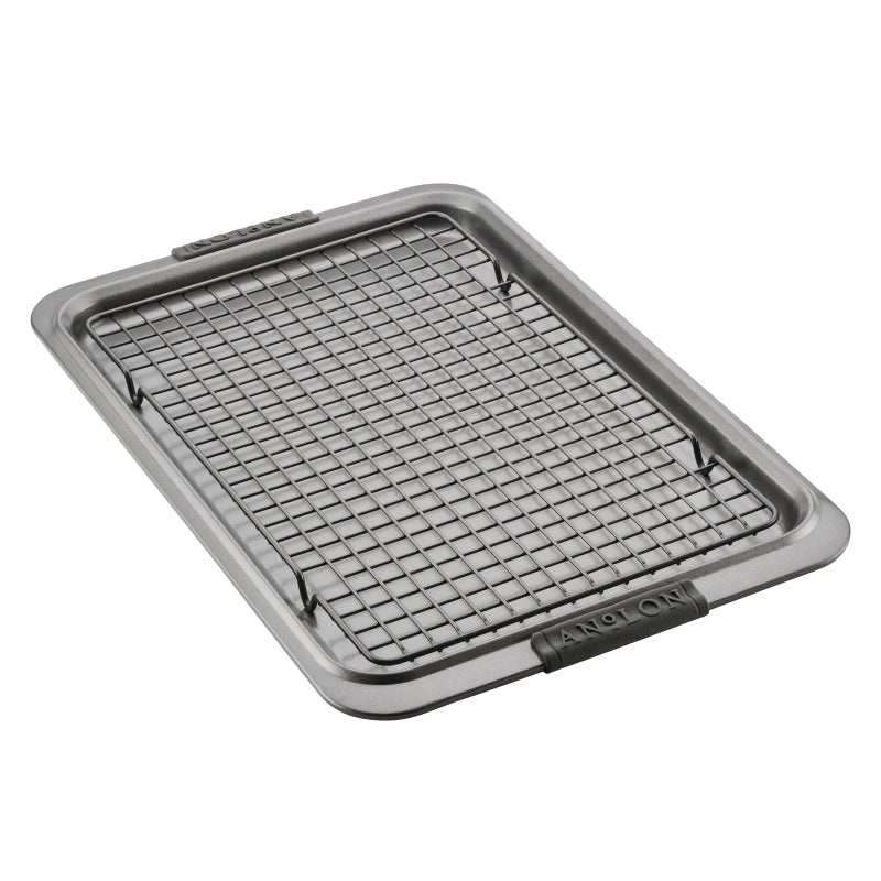 Anolon Advanced Nonstick Bakeware Baking Sheet and Cooling Rack Set, 11-Inch x 17-Inch, Gray