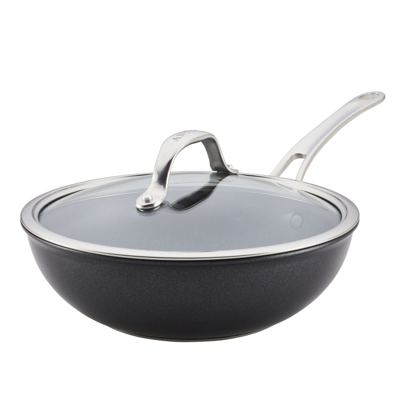 Anolon X Hybrid Nonstick Cookware Induction Stir Fry Wok with Lid, 10-inch, Charcoal Gray