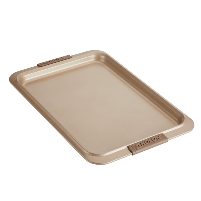 Anolon Advanced Bakeware Nonstick Baking Sheet Pan with Silicone Grips, 10-Inch x 15-Inch, Bronze