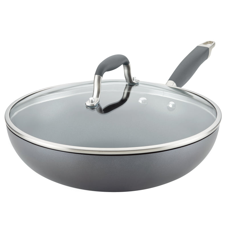 Anolon Advanced Hard Anodized Nonstick Ultimate Pan with Lid, 12-Inch, Gray