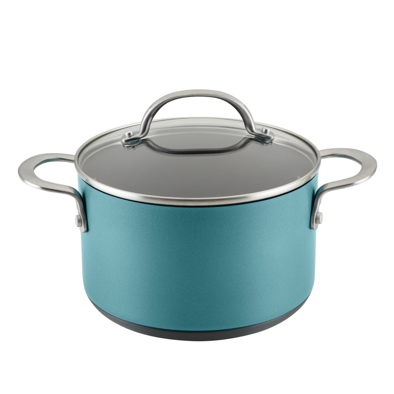 Anolon Achieve Hard Anodized Nonstick Saucepot with Lid, 4-Quart, Teal