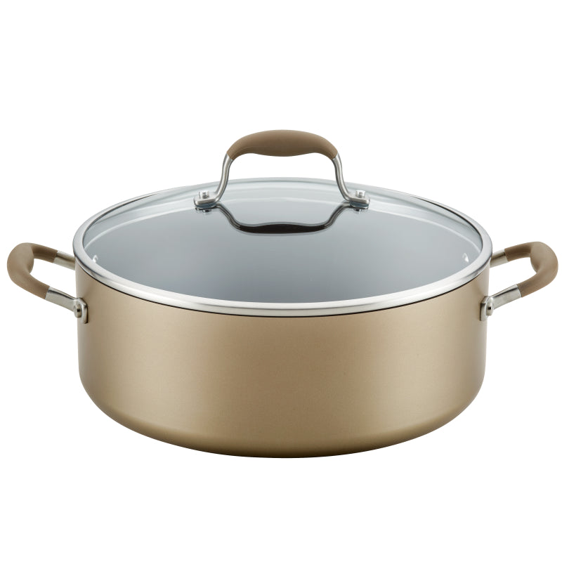 Anolon Advanced Home Hard-Anodized Nonstick Wide Stockpot with Lid, 7.5-Quart, Bronze