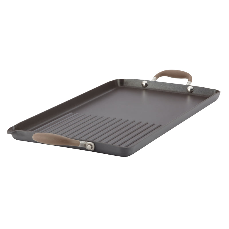 Anolon Advanced Hard Anodized Nonstick Double Burner Stovetop Griddle and Mini Spatula Set, 2-Piece, Bronze