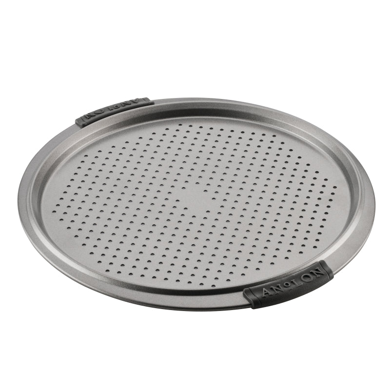 Anolon Advanced Nonstick Bakeware Round Perforated Pizza Pan, 13-Inch, Gray