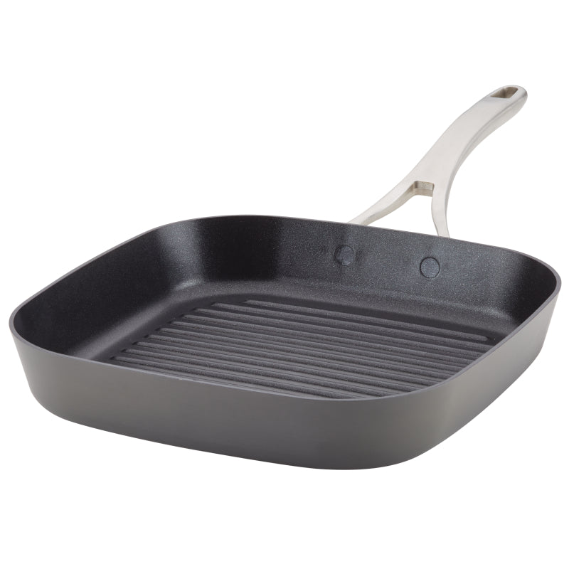 Anolon Allure Hard-Anodized Nonstick Deep Square Grill Pan, 11-Inch, Dark Gray
