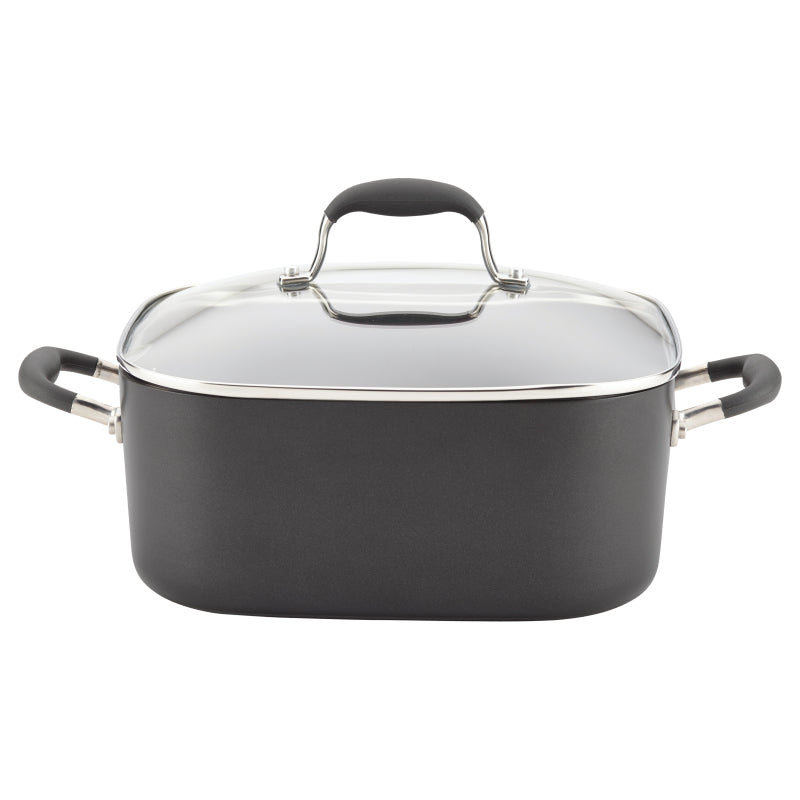 Anolon Advanced Hard Anodized Nonstick Square Dutch Oven with Lid, 7-Quart, Gray