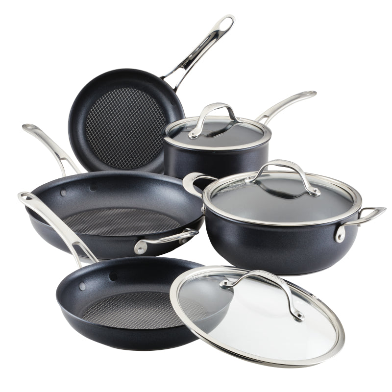 Anolon X Hybrid Nonstick Cookware Induction Pots and Pans Set, 8-Piece, Charcoal Gray