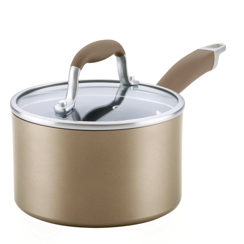 Anolon Advanced Home Hard-Anodized Nonstick Saucepan with Lid, 2-Quart, Bronze