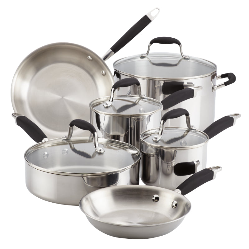 Anolon Advanced Triply Onyx 10 Piece Cookware Set Stainless Steel