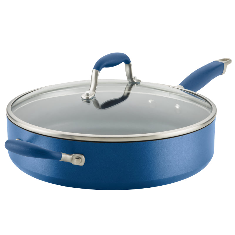 Anolon Advanced Home Hard-Anodized Nonstick Sauté Pan with Helper Handle, 5-Quart, Indigo