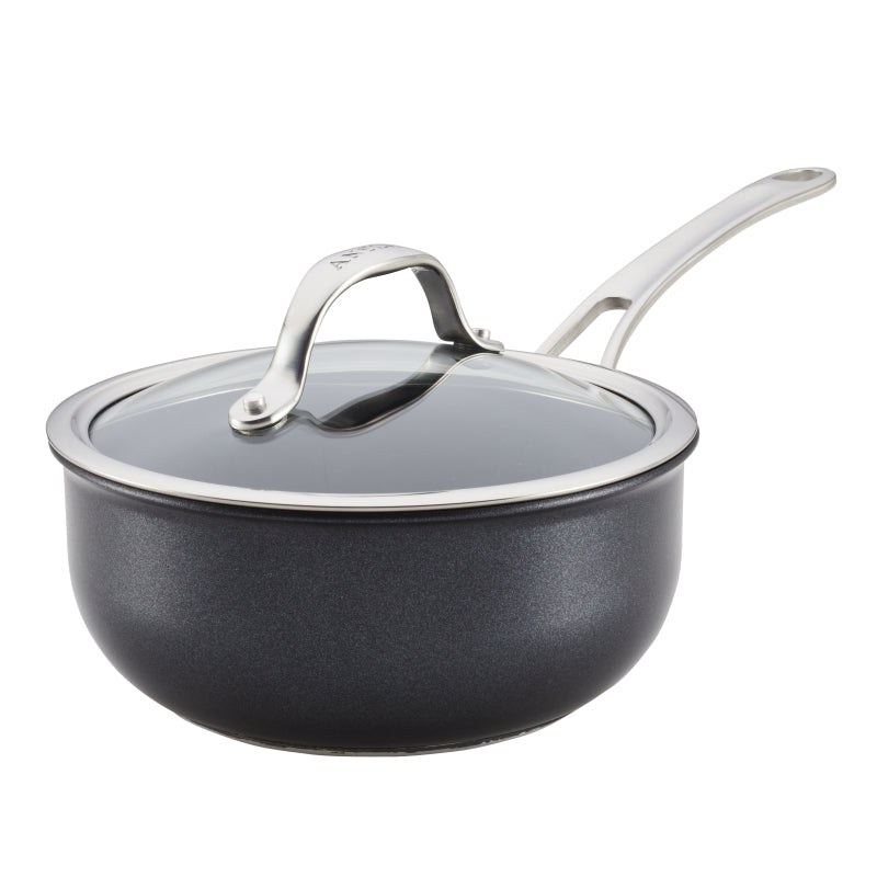 Anolon X Hybrid Nonstick Cookware Induction Saucier Pan with Lid, 2.5 Quart, Charcoal Gray