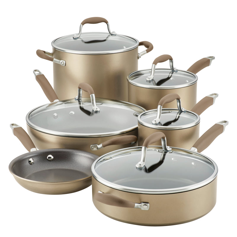 Anolon Advanced Home Hard-Anodized Nonstick Cookware Set, 11-Piece, Bronze
