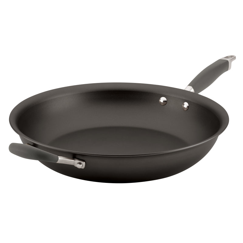 Anolon Advanced Hard Anodized Nonstick Frying Pan with Helper Handle, 14-Inch, Gray