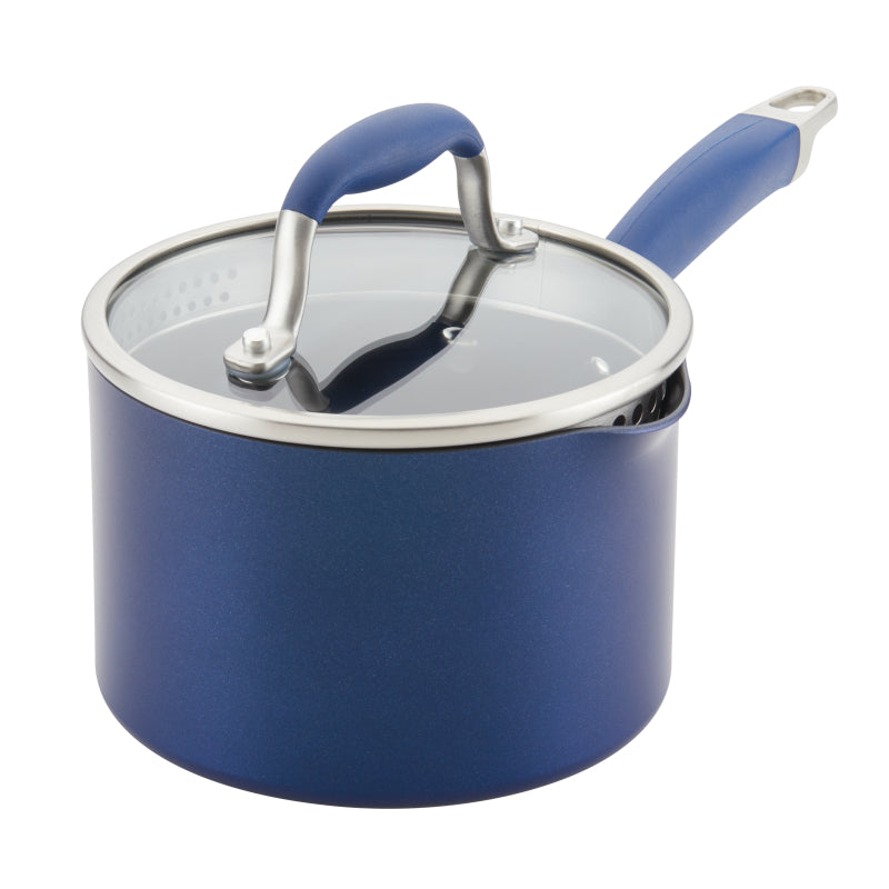 Anolon Advanced Indigo 2 Quart Covered Straining Saucepan Indigo