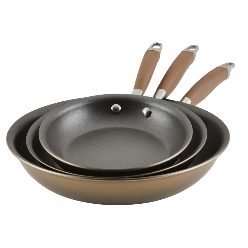 Anolon Advanced Home Hard Anodized Nonstick Frying Pan Set, 3-Piece, Bronze