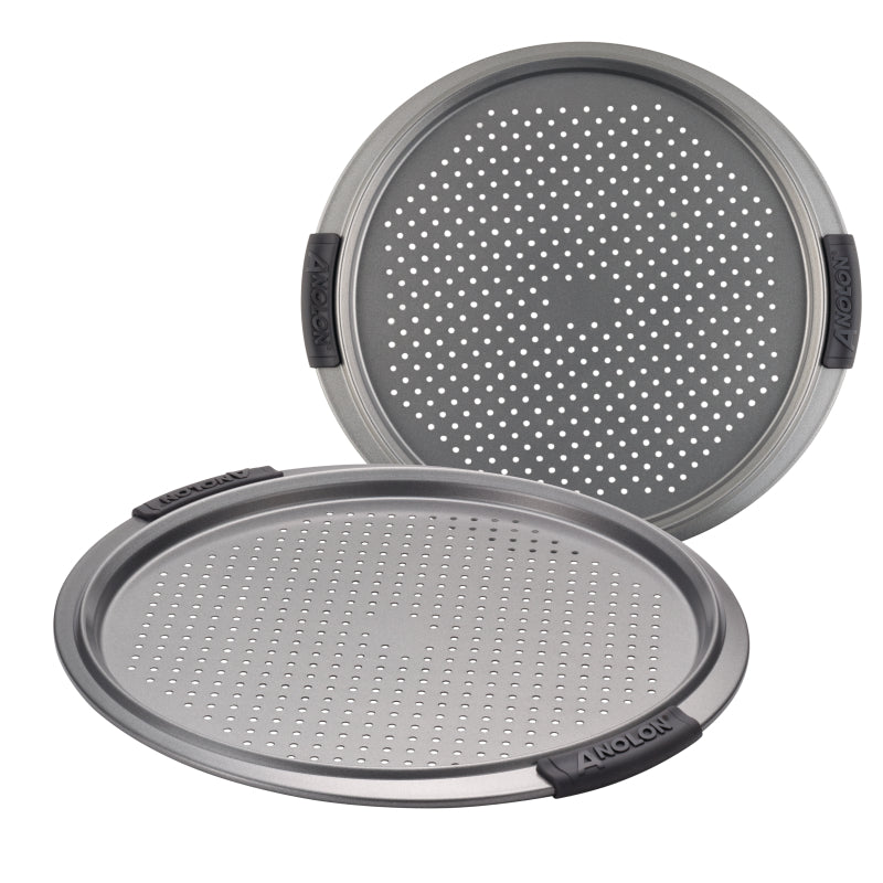 Anolon Advanced Nonstick Bakeware Round Perforated Pizza Pan, 13-Inch, Set of Two