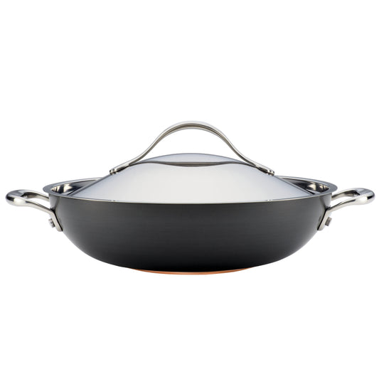 Anolon 12" Covered Wok with side handles Gray