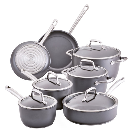 Anolon Accolade Hard-Anodized Nonstick Induction Cookware Pots and Pans Set, 12-Piece, Moonstone
