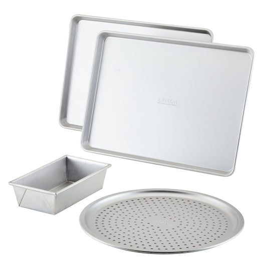 Anolon Pro-Bake Bakeware Aluminized Steel 4-Piece Bakeware Set, Silver