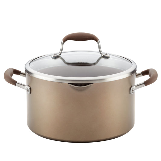 Anolon Advanced Umber 6 Quart Covered Stockpot W/Locking Lid Umber