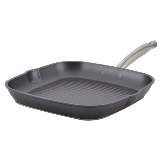Anolon Accolade Hard Anodized Nonstick Induction Square Stovetop Grill Pan, 11-Inch, Moonstone