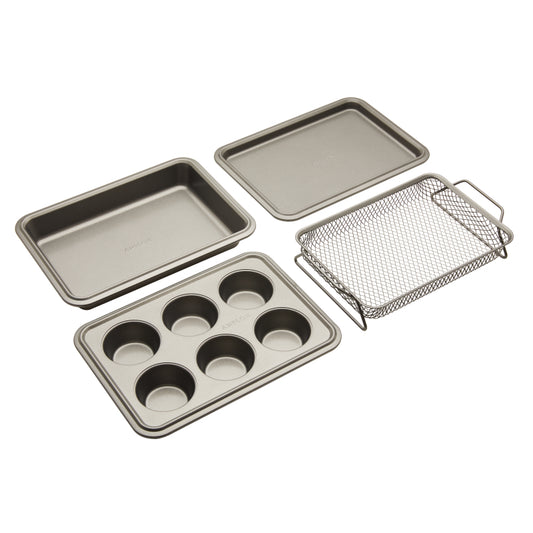 Anolon Advanced Bakeware Nonstick Toaster Oven Pan Set, 4-Piece, Moonstone