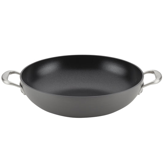 Anolon Allure Hard-Anodized Nonstick Wok with Side Handles, 12-Inch, Dark Gray