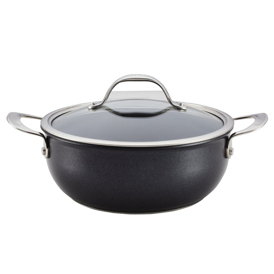 Anolon X Hybrid Nonstick Aluminum Nonstick Induction Casserole Pan with Lid, 4-Quart, Charcoal Gray